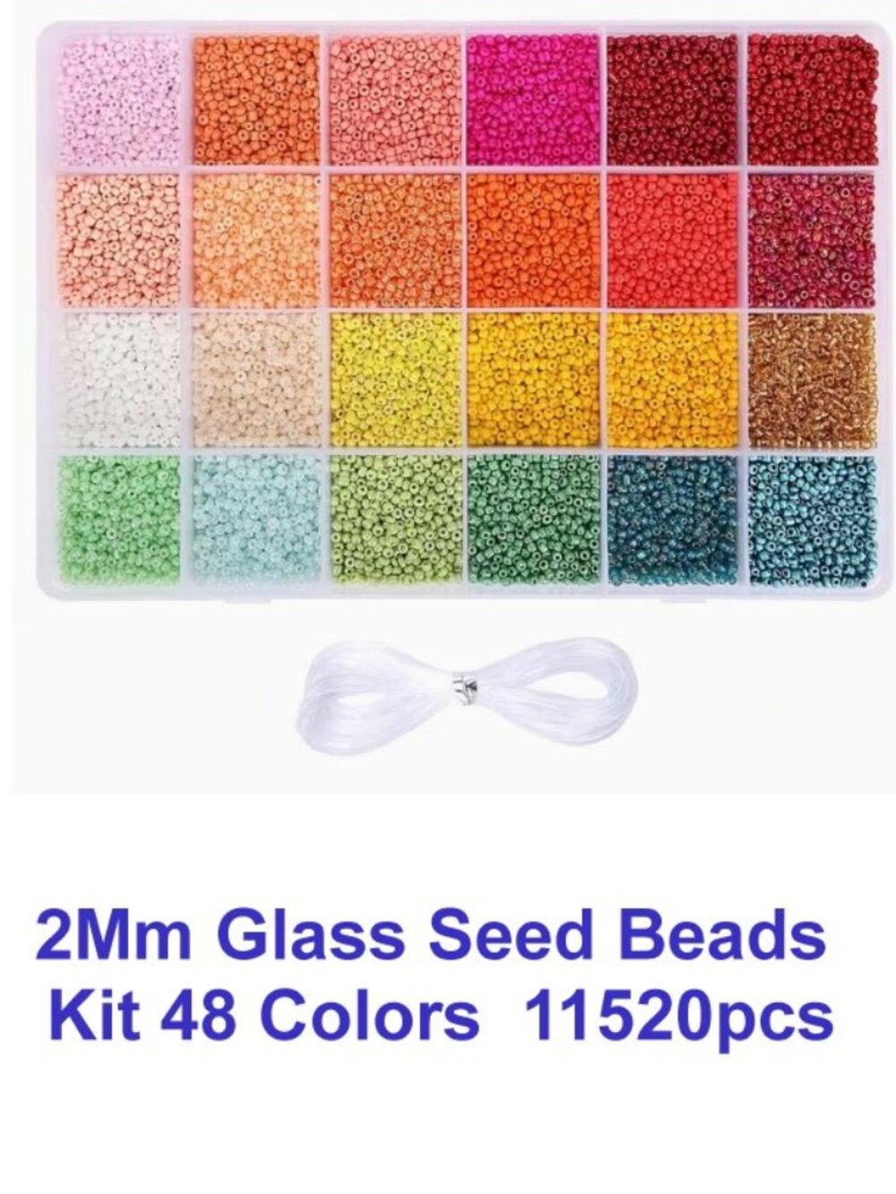2Mm Glass Seed Beads  Kit 48 Colors  11520pcs